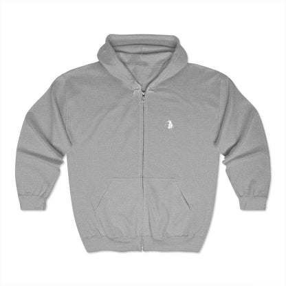 Washed Grey Logo Heavy Full Zip Hoodie